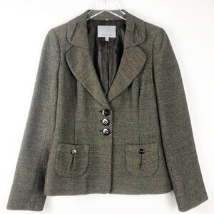 Classiques Entier Blazer Tweed Wool Blend. Black/Brown. Size 8